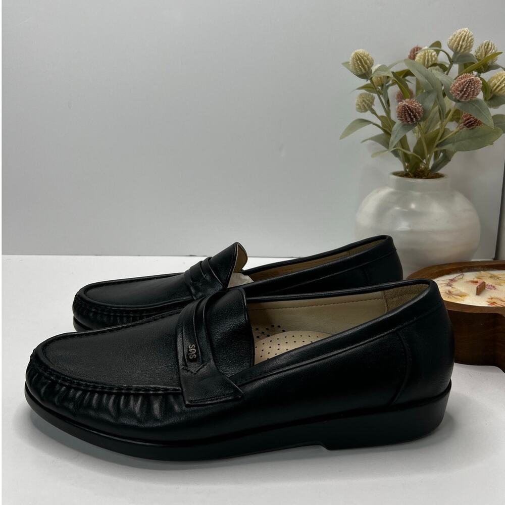 SAS Ace Leather Slip On Comfort Moc Toe Loafer Black Men's 11 Wide Tried On